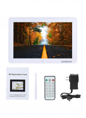 LED Digital Picture Frame With Remote White 33 x 30.2 x 7.2centimeter