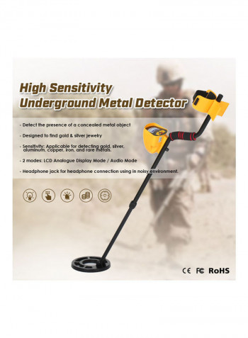 Waterproof Metal Detector With Shovel And Rake Yellow