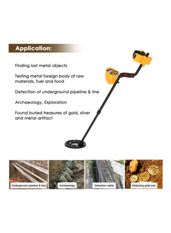 Waterproof Metal Detector With Shovel And Rake Yellow