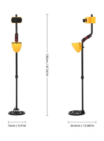 Waterproof Metal Detector With Shovel And Rake Yellow