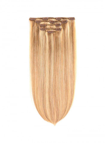 5-Piece Straight Clip In Human Hair Extension Light Ash Blonde Mix Blonde #18/613 18inch