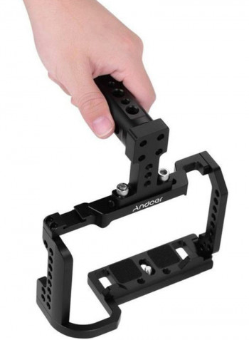 Video Camera Cage and Top Handle Kit with Cold Shoe Mount Black