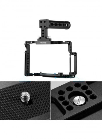 Video Camera Cage and Top Handle Kit with Cold Shoe Mount Black