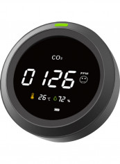 Carbon Dioxide and Alarm with PPM Temperature Humidity Detector Black