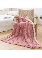 Soft Throw Knitted Blanket Cotton Pink 130x160centimeter