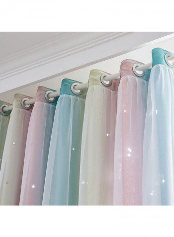 2-Piece Double Layer Star Window Curtains Multicolour 53 X 95inch
