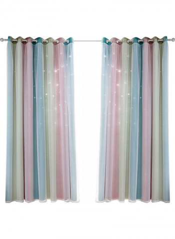 2-Piece Double Layer Star Window Curtains Multicolour 53 X 95inch