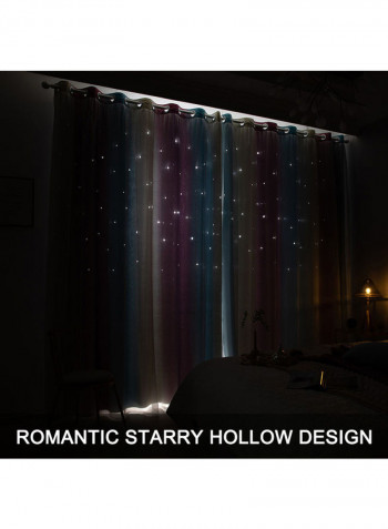 2-Piece Double Layer Star Window Curtains Multicolour 53 X 95inch
