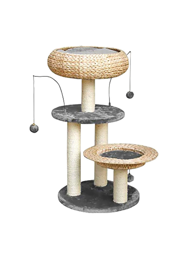Lorenz Play Tower With Scratch Post Bed And Hanging Toy Beige/White/Black