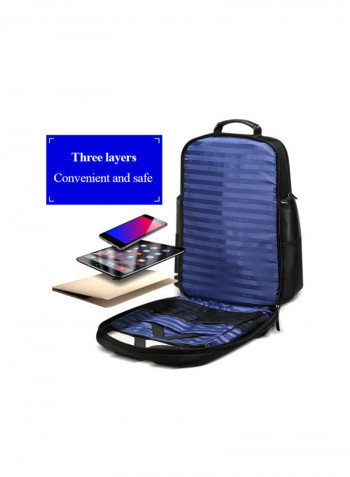 Three-Layer Waterproof Laptop Bag 35 x 22.5 x 44centimeter Black