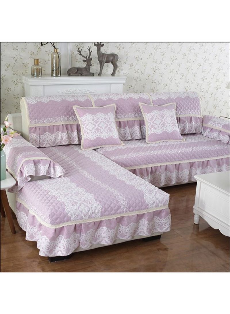 Jacquard High Grade Universal Sofa Slipcover Purple/White