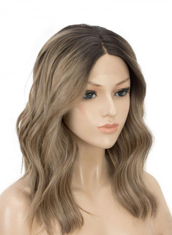 Short Bob Wigs Wavy Ash Brown 22.5inch