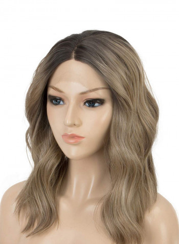 Short Bob Wigs Wavy Ash Brown 22.5inch