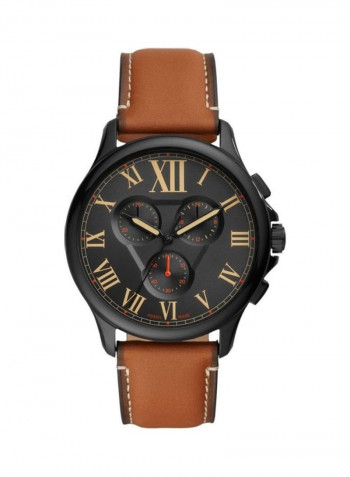 Men's Monty Black Round Leather Watch