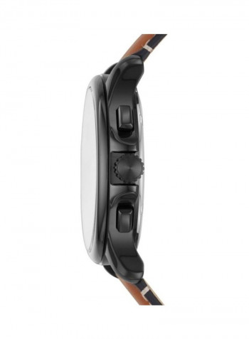 Men's Monty Black Round Leather Watch