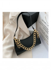 Women's Solid Color Fashion Underarm Single Bag Black