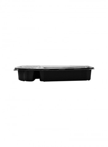 150-Piece 6 Compartment Disposable Food Container With Lid Black 23x31x4.5cm