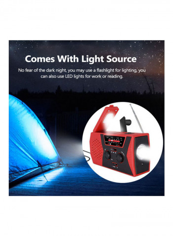 Hand Crank Radio With Bluetooth Speaker And LED Light LU-HV11-24 Red/Black