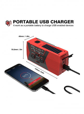 Hand Crank Radio With Bluetooth Speaker And LED Light LU-HV11-24 Red/Black