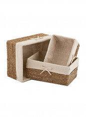 3-Piece Nesting Wicker Shelf Storage Basket Hazel/Beige