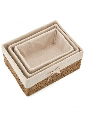 3-Piece Nesting Wicker Shelf Storage Basket Hazel/Beige