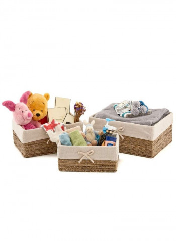 3-Piece Nesting Wicker Shelf Storage Basket Hazel/Beige