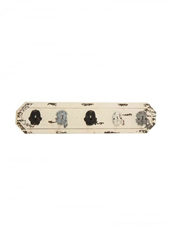 Alluring Wood Metal Wall Hook Beige/Brown/White 22x8x13inch