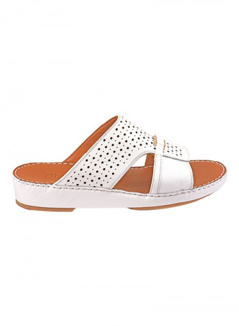 Perforated Metal Detail Arabic Sandals White