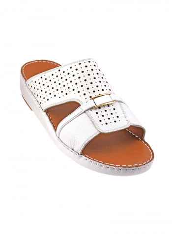 Perforated Metal Detail Arabic Sandals White