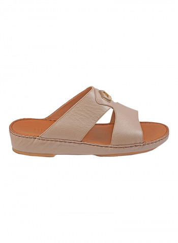Solid Metal Detail Arabic Sandals Grey
