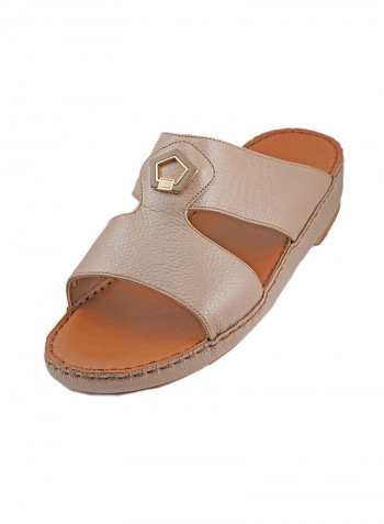 Solid Metal Detail Arabic Sandals Grey