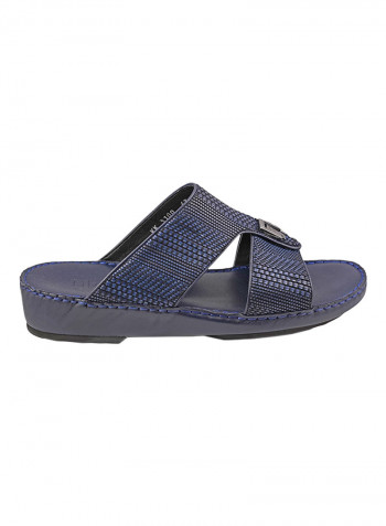 Textured Metal Detail Arabic Sandals Blue
