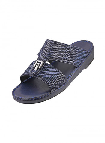 Textured Metal Detail Arabic Sandals Blue