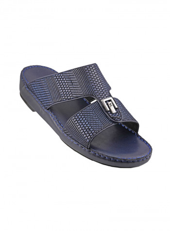 Textured Metal Detail Arabic Sandals Blue