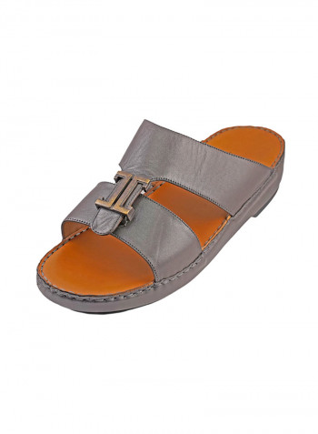 Solid Metal Detail Arabic Sandals Brown