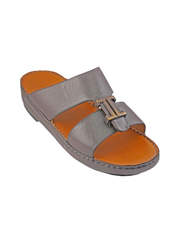 Solid Metal Detail Arabic Sandals Brown