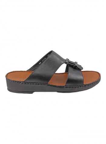 Solid Metal Detail Arabic Sandals Black