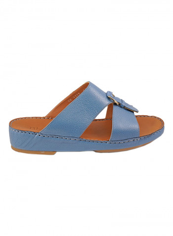Textured Buckle Detail Arabic Sandals Blue