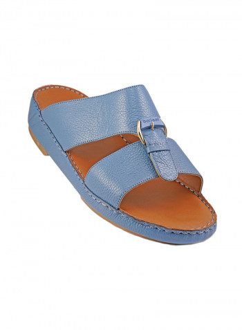 Textured Buckle Detail Arabic Sandals Blue