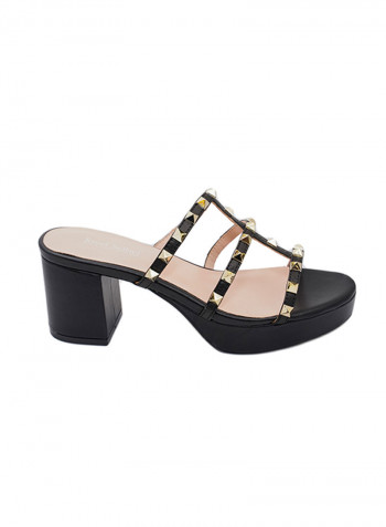 Heeled Casual Sandals Black