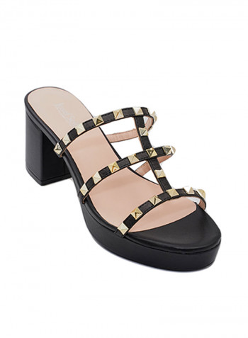 Heeled Casual Sandals Black