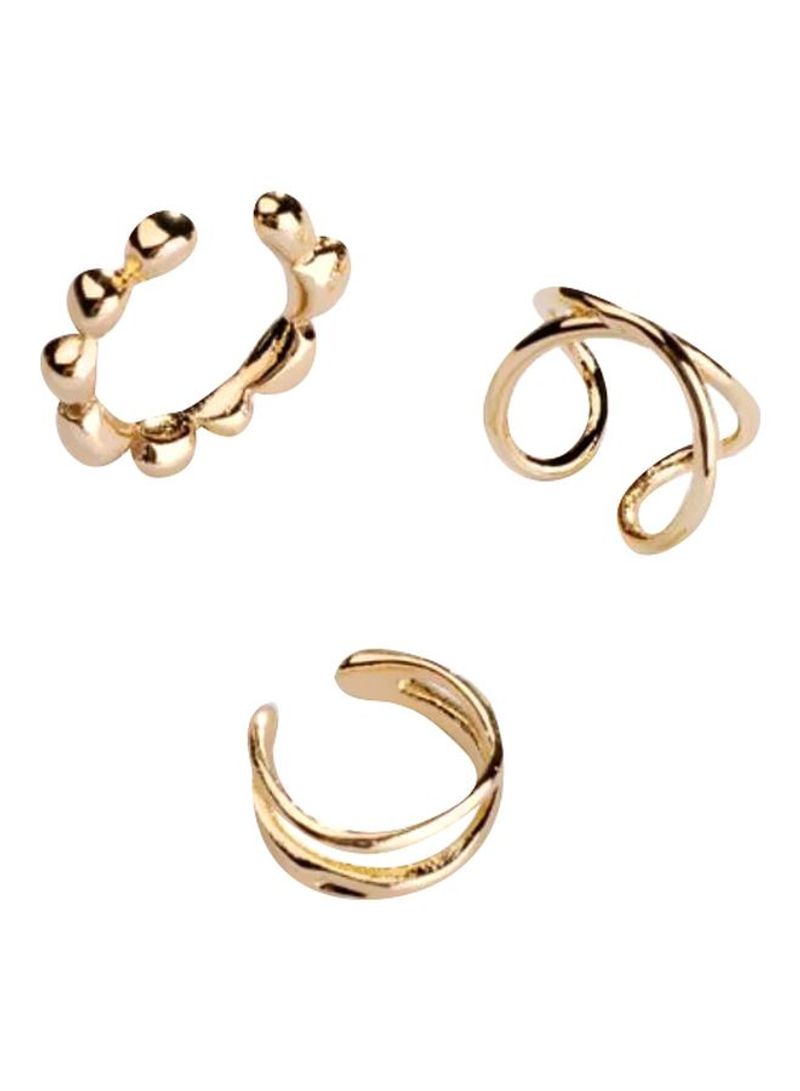 3-Piece Gold Plated Clip-on Earrings