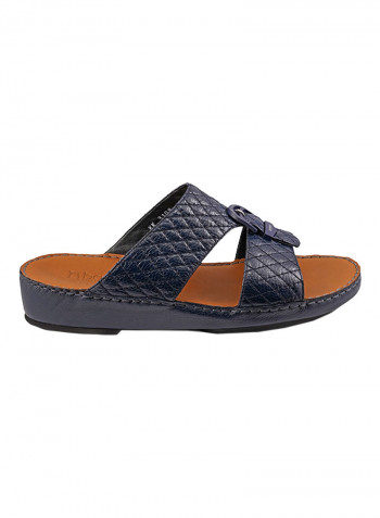 Textured Buckle Detail Arabic Sandals Blue