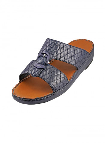 Textured Buckle Detail Arabic Sandals Blue