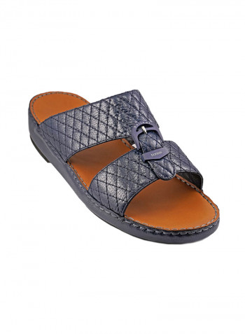 Textured Buckle Detail Arabic Sandals Blue