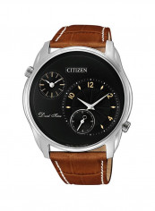 Men's Leather Dual Time Analog Quartz Watch AO3030-08E