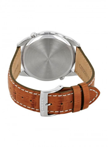 Men's Leather Dual Time Analog Quartz Watch AO3030-08E