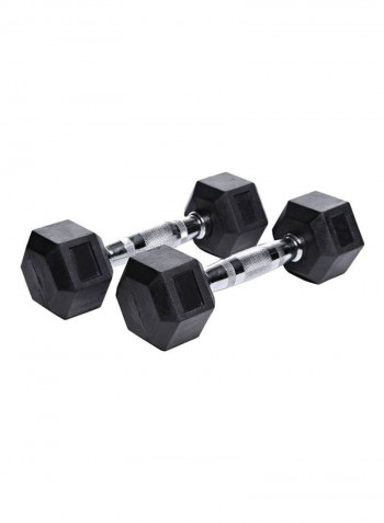 Pair Of Hexagonal Rubber Dumbells 2x17.5kg