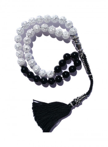Natural Clear Quartz with Rare Amber Sand Prayer Beads