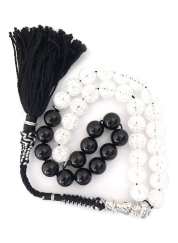 Natural Clear Quartz with Rare Amber Sand Prayer Beads